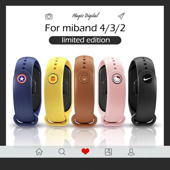 buckle For xiaomi miband 4 Strap Mi Band 4 3 2 1 Strap Pattern button bracelet Miband 4 limited edition wrist strap accessory